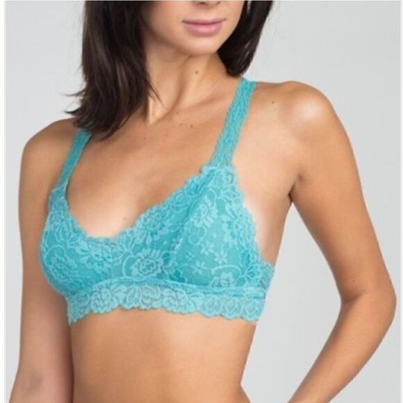 Lace Racer Back Bralette Blue S/M - Picture 2 of 7